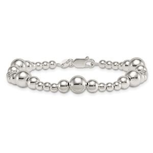 Sterling Silver Polished Multi Bead Bracelet (7.5 Inches)